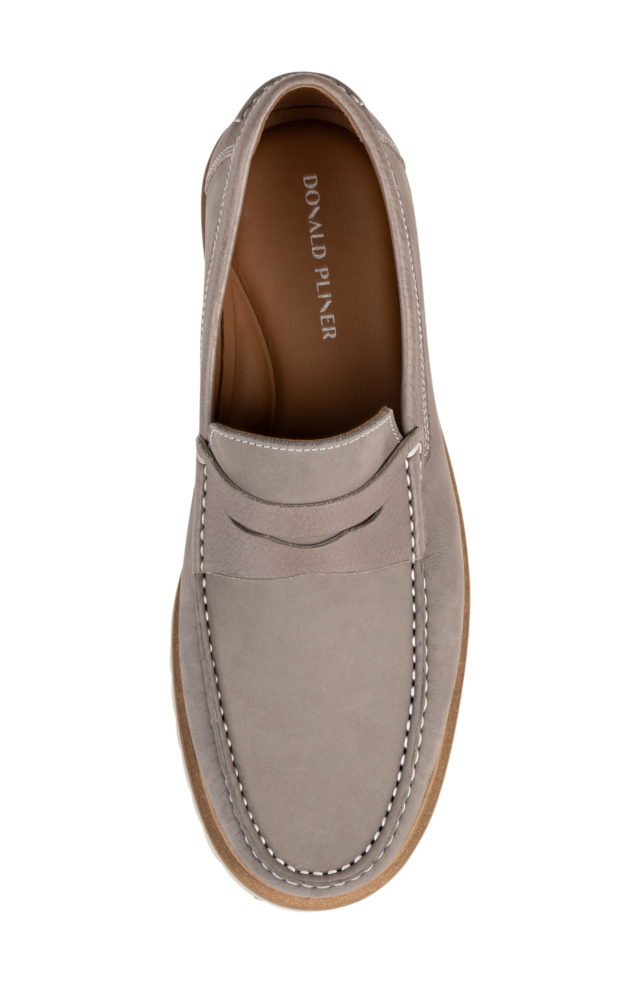 Donald Pliner Casual Leather Penny Loafer, Alternate, color, Light Gray/ Lgy