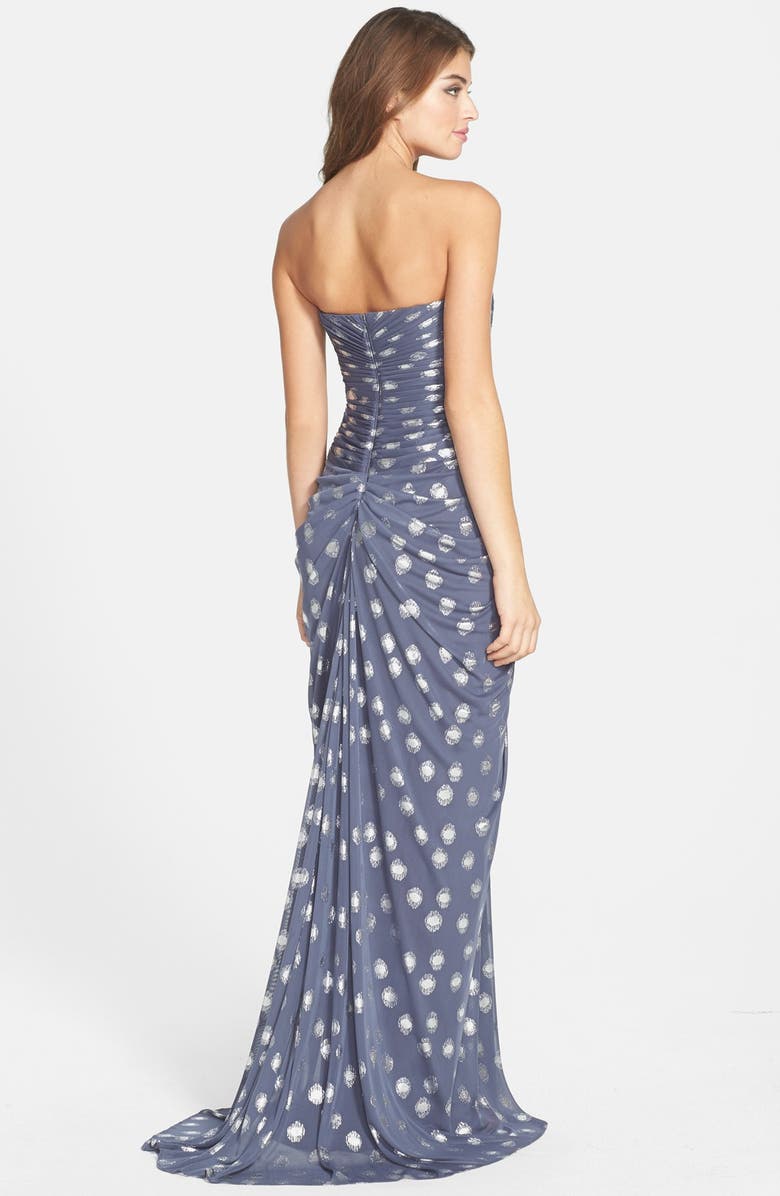 Adrianna Papell Foiled Dot Draped Mesh Dress, Alternate, color,