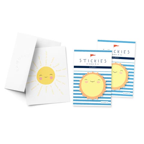 Sunny 3" x 3" 50-Sheet Sticky Notes (2-Pack) & Sunshine Greeting Card Combo