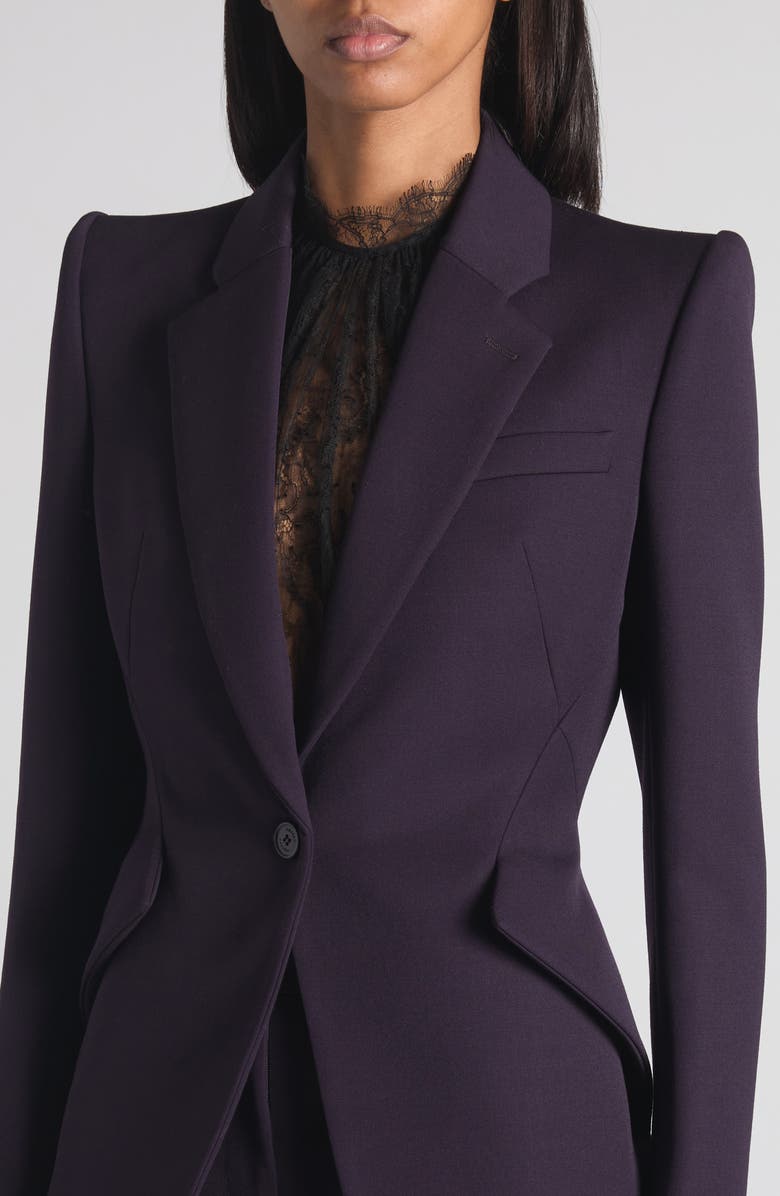 McQueen One-Button Wool Jacket, Alternate, color, Violet