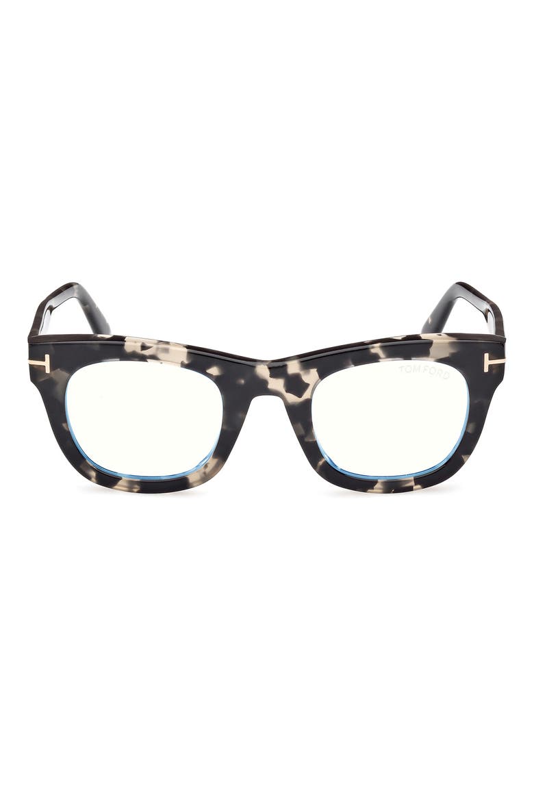48mm Square Blue Light Blocking Glasses, Main, color, BLACK/OTHER