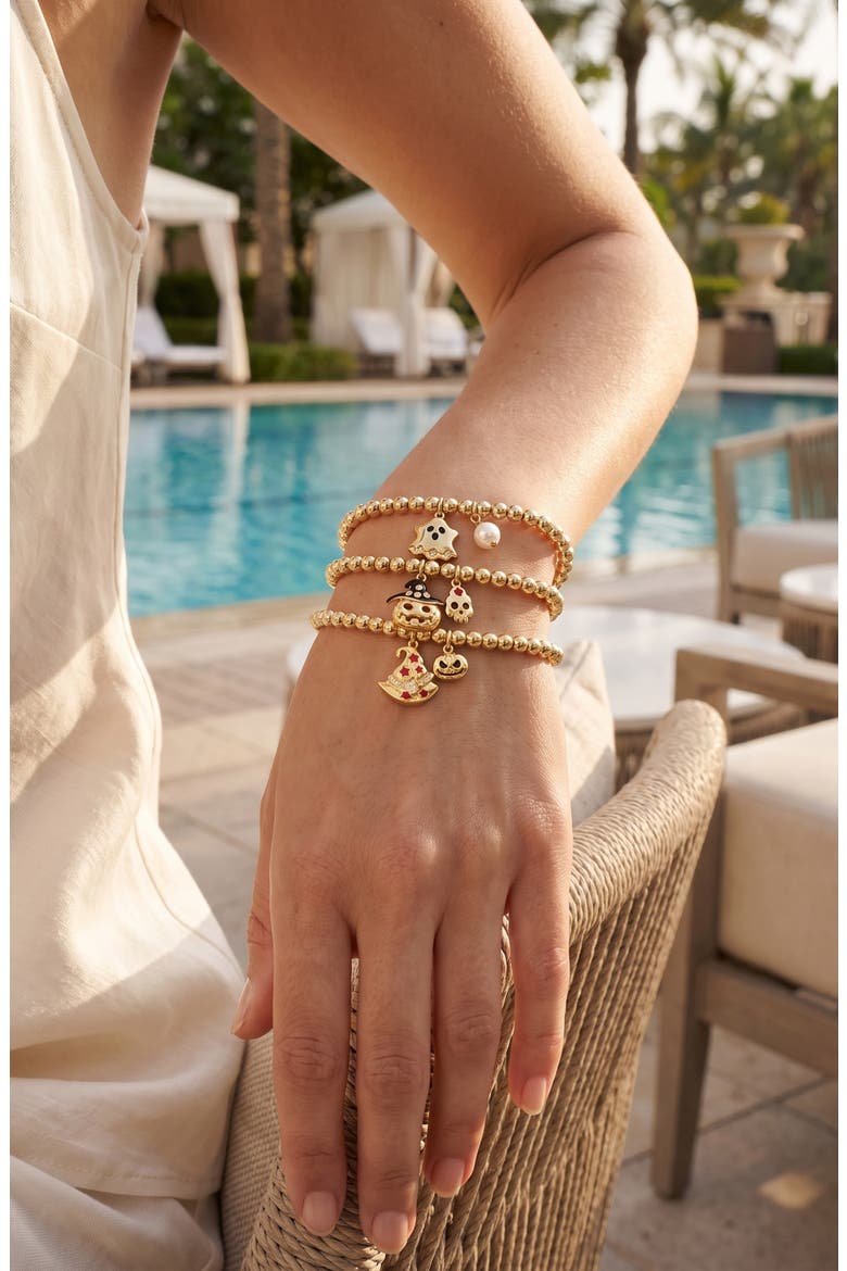 Spooky Spark Set of 3 Charm Stretch Bracelets, Alternate, color, GOLD