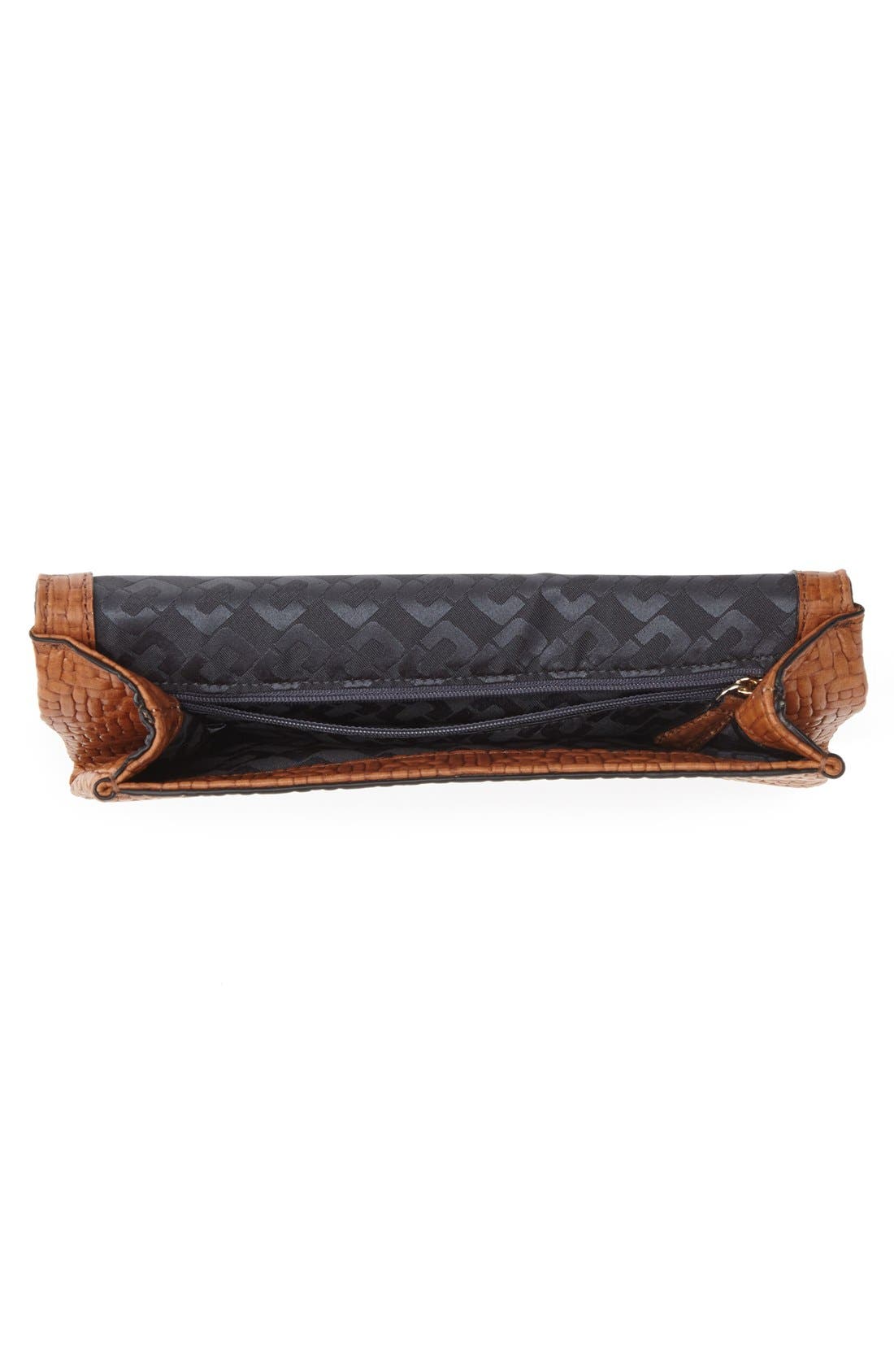 '440 - Weave' Embossed Leather Envelope Clutch, Alternate, color, LUGGAGE