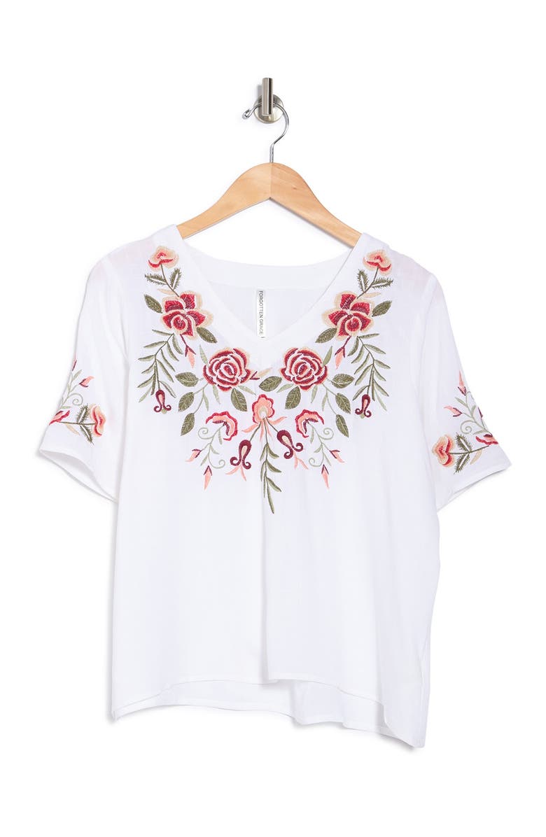 Forgotten Grace V-Neck Embroidered Top, Alternate, color, 