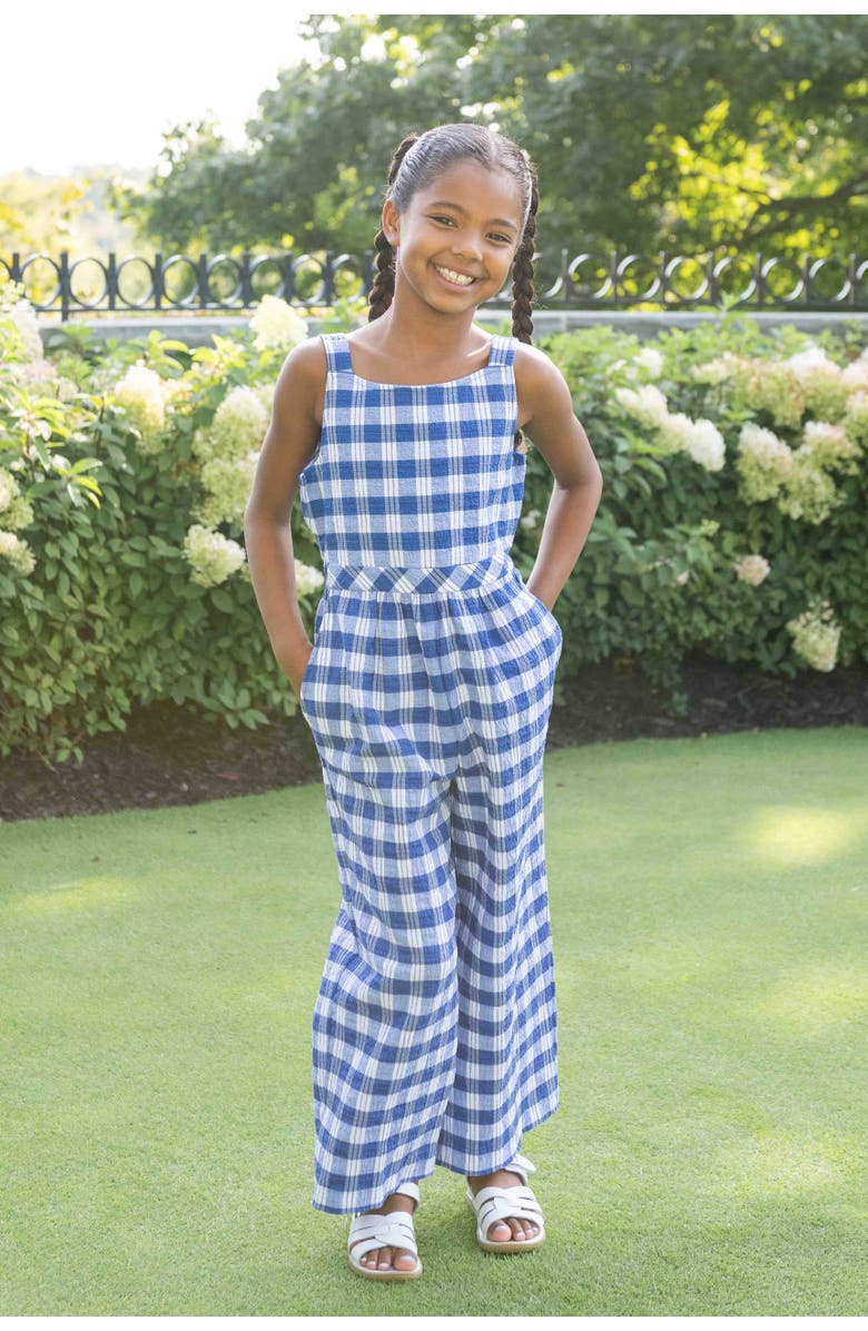 Florence Eiseman Plaid Seersucker Jumpsuit, Alternate, color, Blue / White