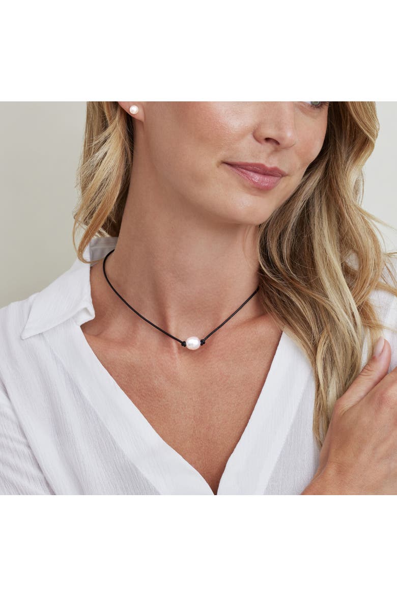 White South Sea Baroque Pearl Leather Necklace, Alternate, color, White Pearl