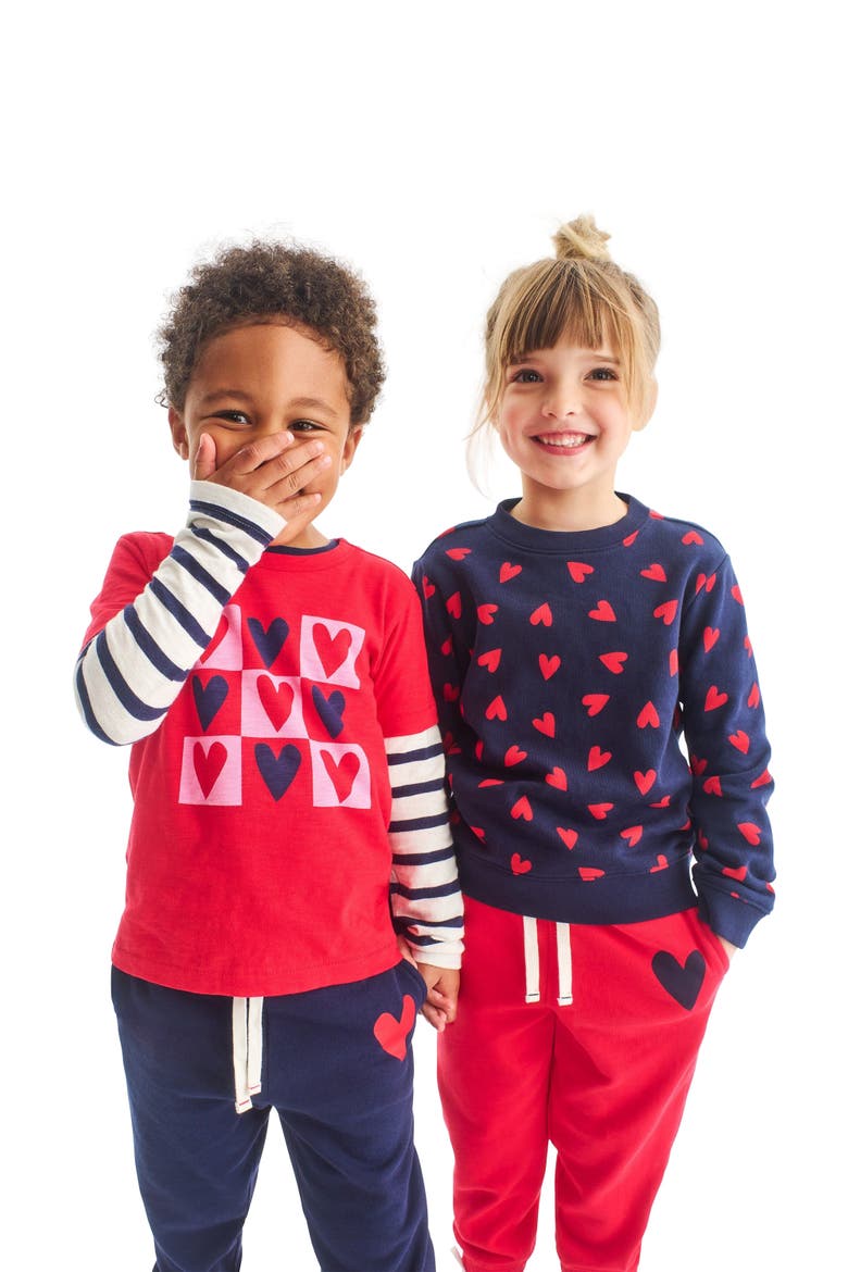 Kids Heart Sweatpant, Alternate, color, Navy Lollipop