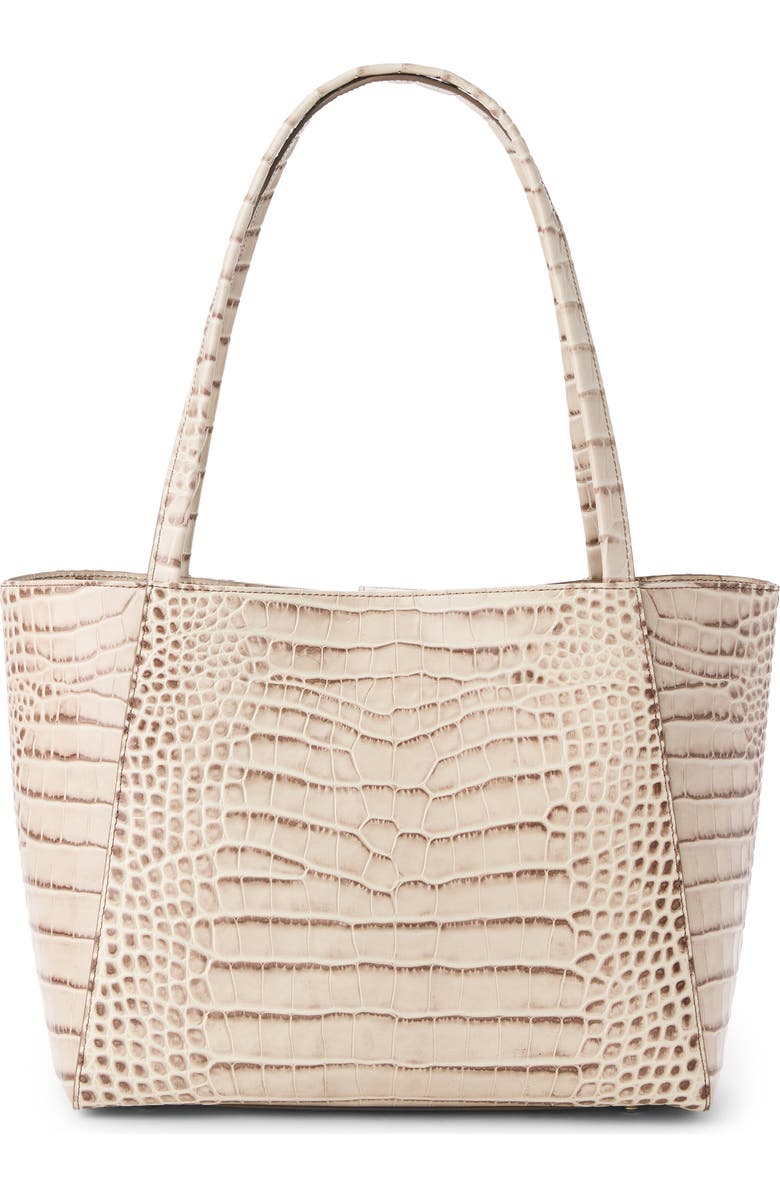 Brahmin Mona Croc Embossed Leather Tote, Alternate, color, Warm Gray