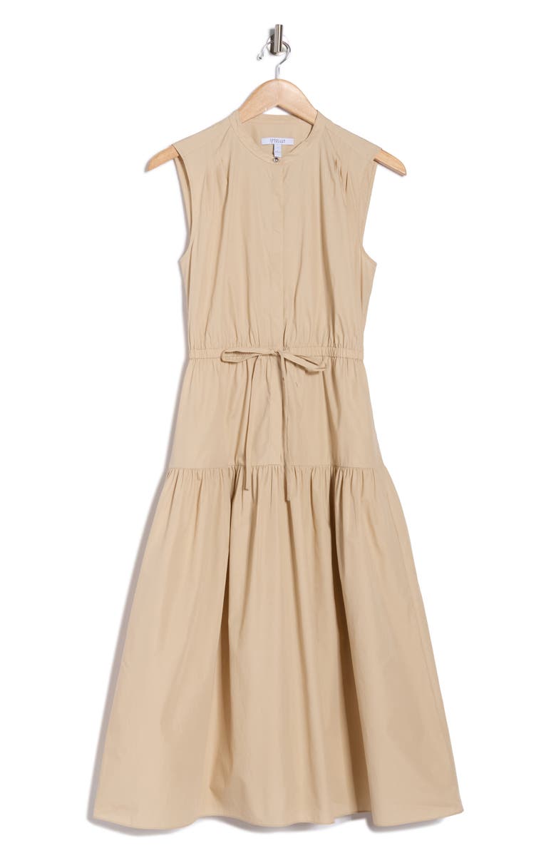 Derek Lam 10 Crosby Margaret Sleeveless Poplin Midi Dress, Main, color, Safari