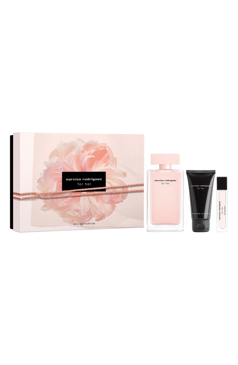Narciso Rodriguez 3-Piece For Her Eau de Parfum Gift Set $200 Value, Main, color, 