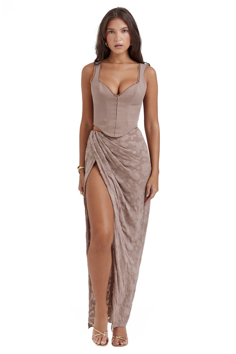 Robyn Lace Trim Corset Top, Alternate, color, MUSHROOM