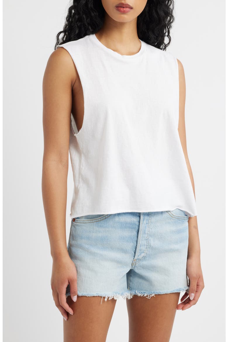 Susan Cotton Blend Tank, Main, color, OPTIC WHITE