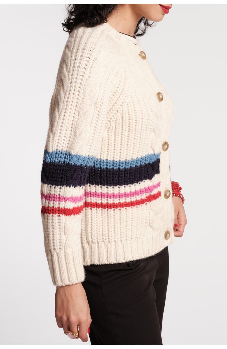 Frances Valentine Varsity Stripe Cardigan, Alternate, color, Natural/Multi