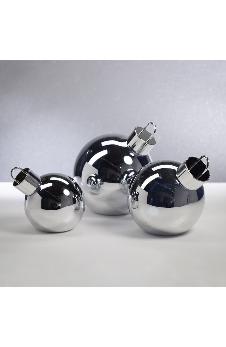 Zodax LED Lighted Oversized Tabletop Glass Ball Ornament, Alternate, color, Silver
