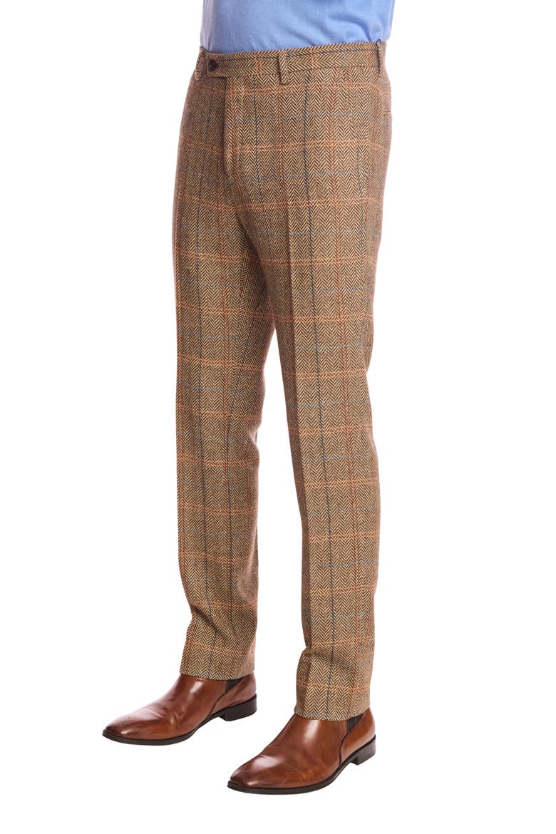 Slim Fit Herringbone Downing Dress Pants, Alternate, color, BROWN ORANGE MULTI HERRINGBONE