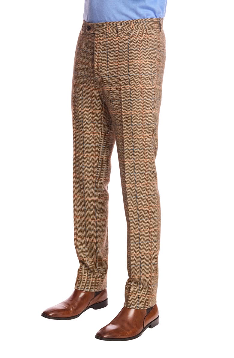 PAISLEY & GRAY Slim Fit Herringbone Downing Dress Pants, Alternate, color, Brown Orange Multi Herringbone