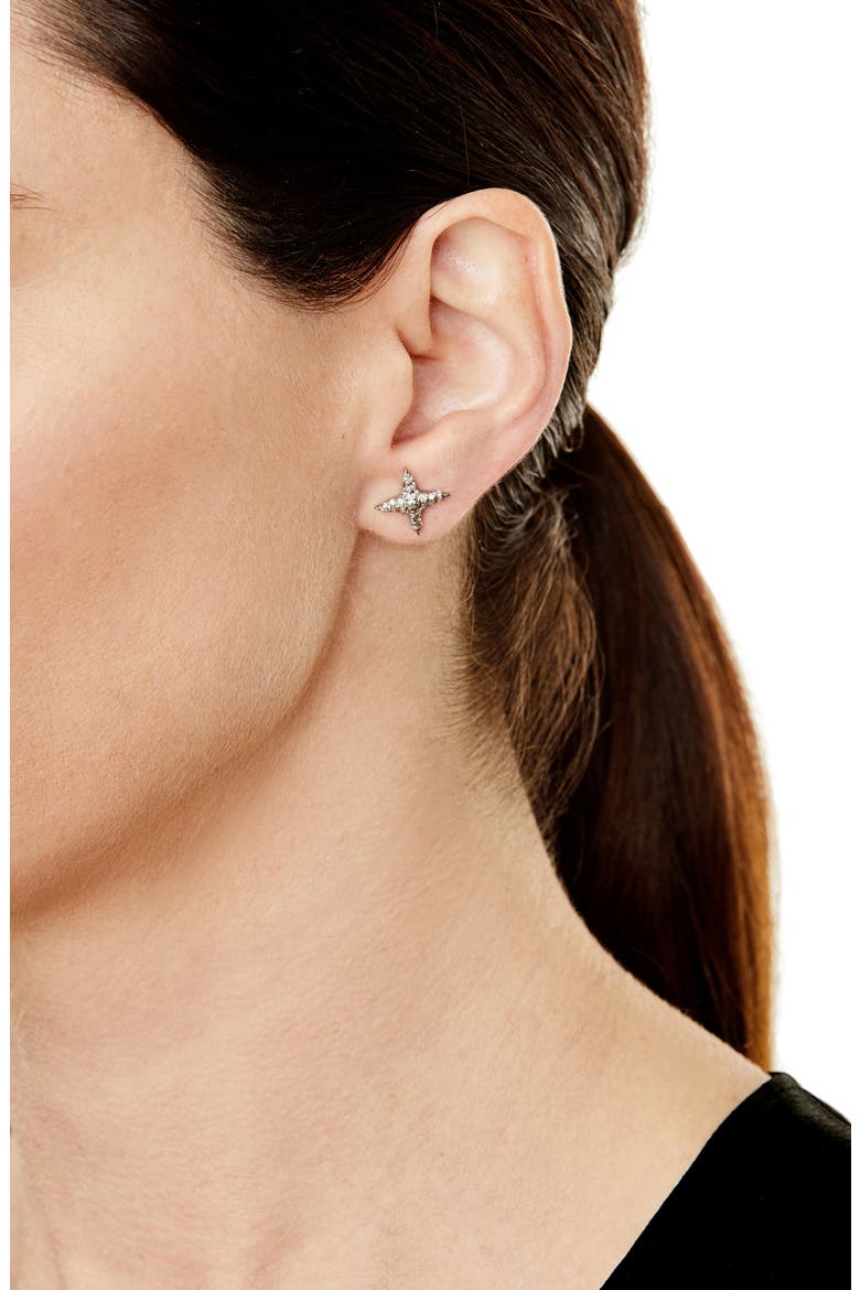 Diamond Star Stud Earrings, Alternate, color, STERLING SILVER