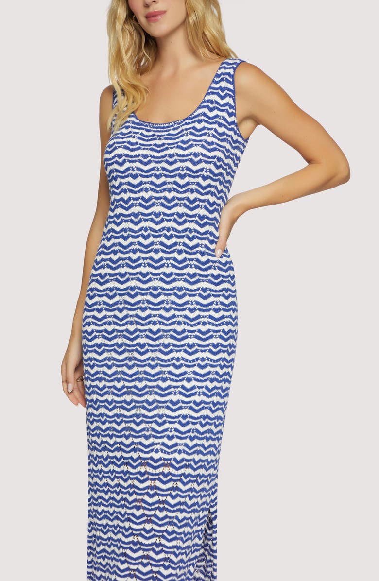 Lost + Wander Wave Open Stitch Maxi Dress, Alternate, color, Off-White-Navy