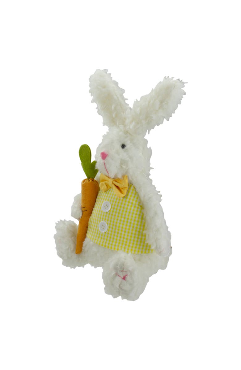 Northlight Plush Easter Bunny Rabbit with Carrot Spring Decoration - 14", Alternate, color, White