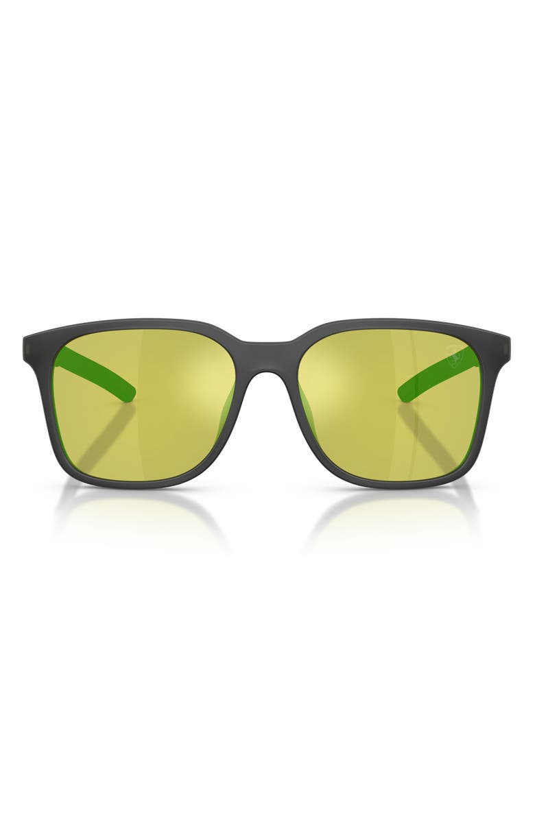 Scuderia Ferrari 57mm Square Sunglasses, Main, color, Black Matte / Yellow