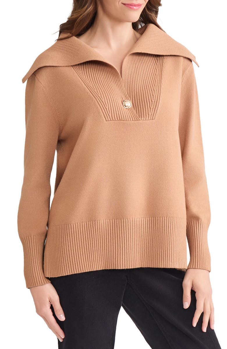 Jones New York Shawl Collar Sweater, Alternate, color, Caramel