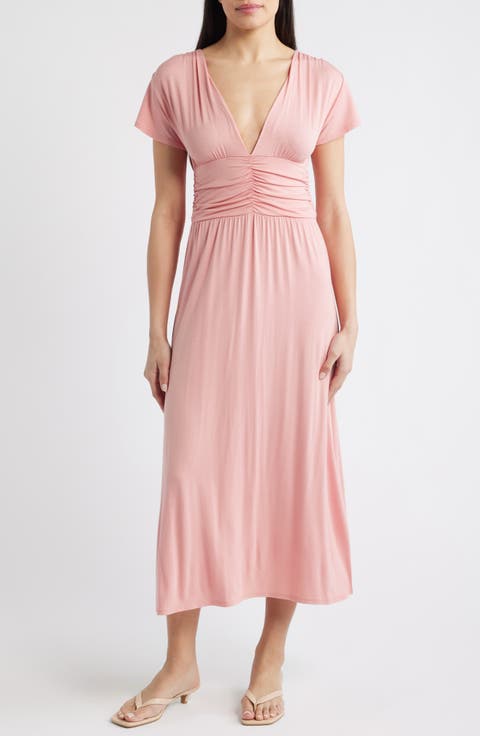 Ruched Bodice Midi Dress