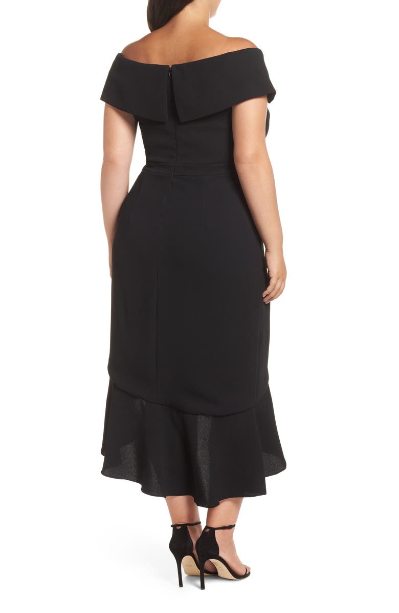 Xscape Evenings Xscape Off the Shoulder Ruffle Midi Dress, Alternate, color, 