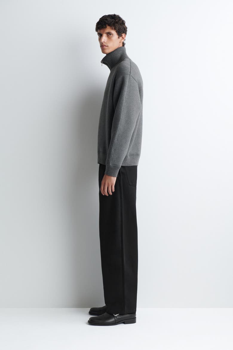 Cotton-Wool Jersey Zip-Up Sweater, Alternate, color, DARK GRAY