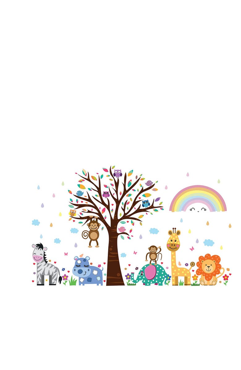 WALPLUS Happy London Zoo With Rainbow Wall Stickers, Alternate, color, 