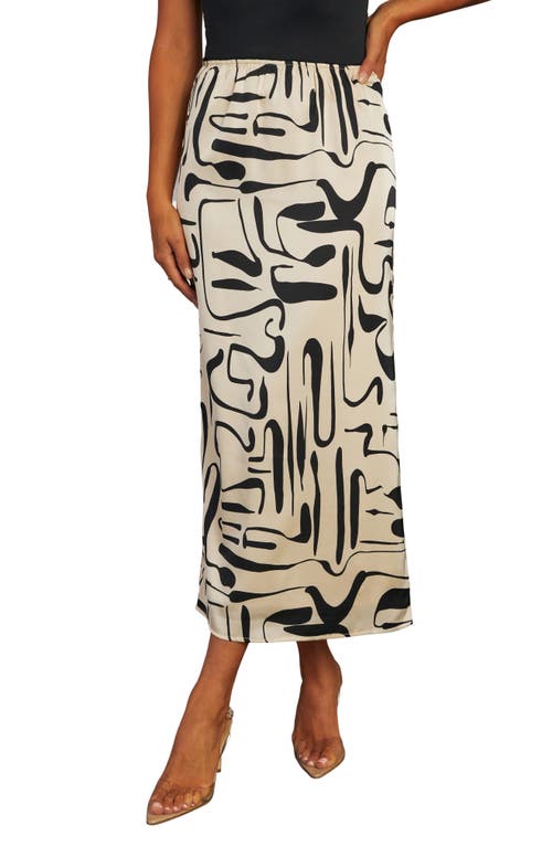 VICI COLLECTION VICI COLLECTION ROMANTIC MATCH ABSTRACT PRINT MIDI SKIRT