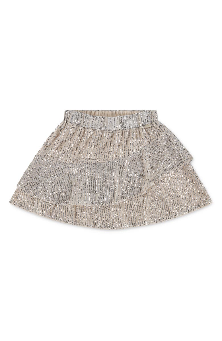 abercrombie kids Kids' Tiered Sequin Skirt, Main, color, Tapioca