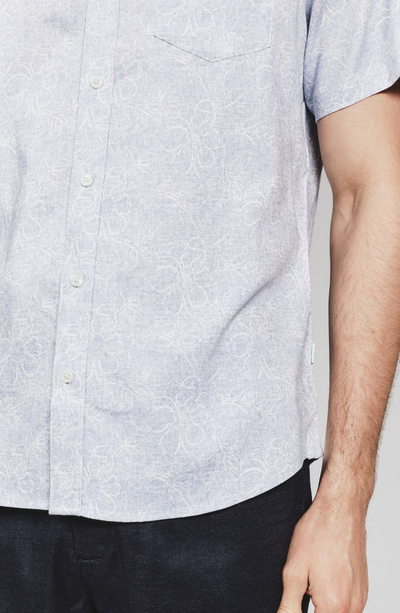 7 Diamonds Fontaine Floral Print Short Sleeve Button-Up Shirt, Alternate, color, Light Blue