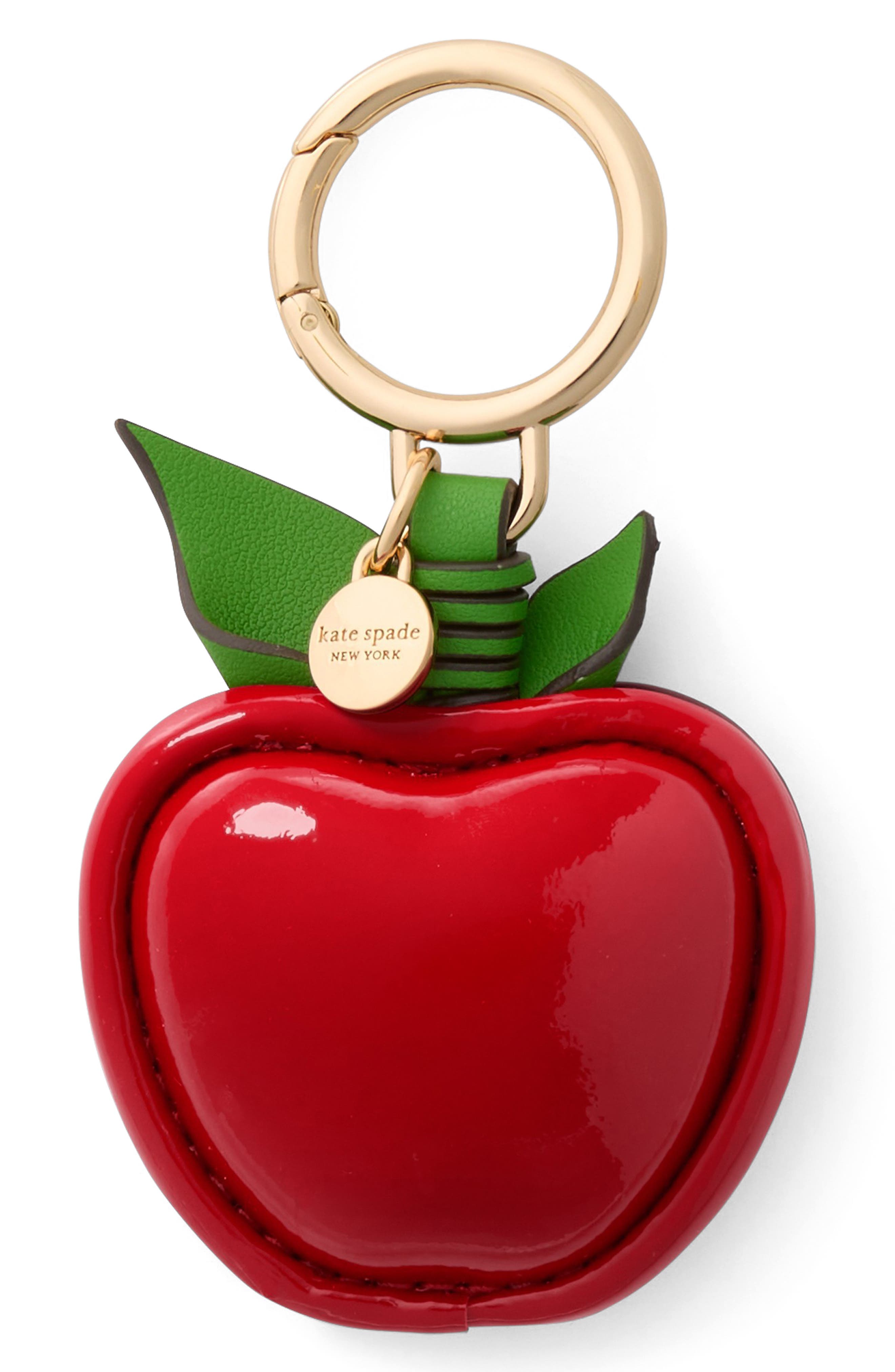 Kate Spade New York charmed big apple bag charm, Main, color, Dark Scarlet