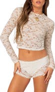 EDIKTED Estella Sheer Lace Crop Top