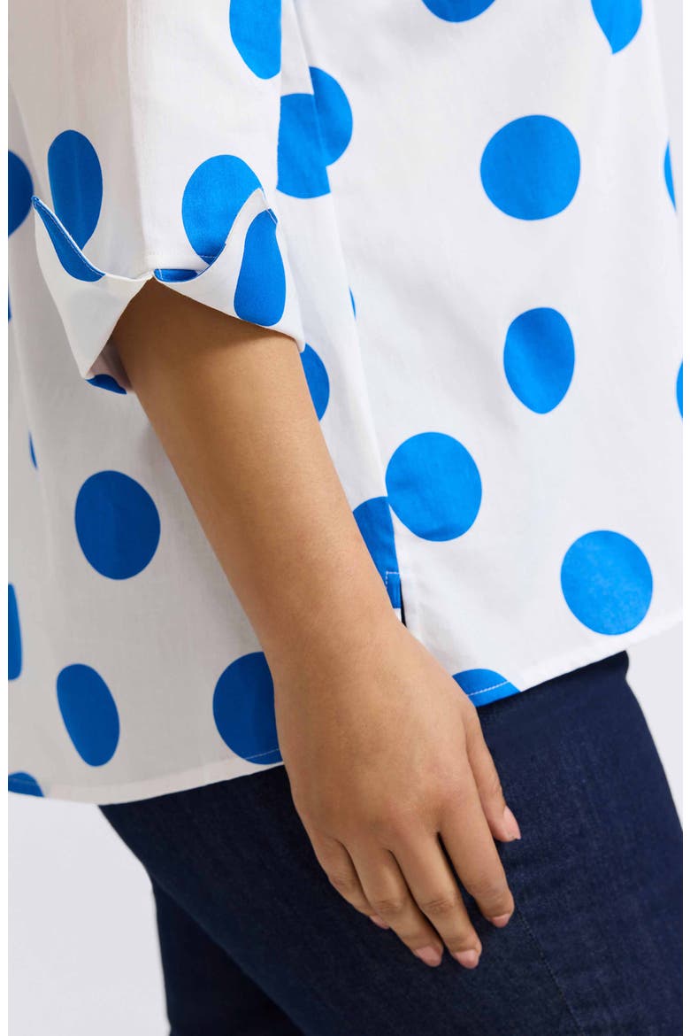 Agnes Polka Dot Cotton Popover Top, Alternate, color, WHITE/ BLUE