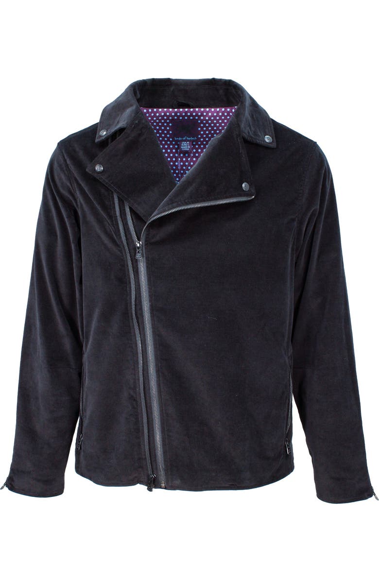 Lords of Harlech Rocky Velvet Biker Jacket, Alternate, color, Velvet Black