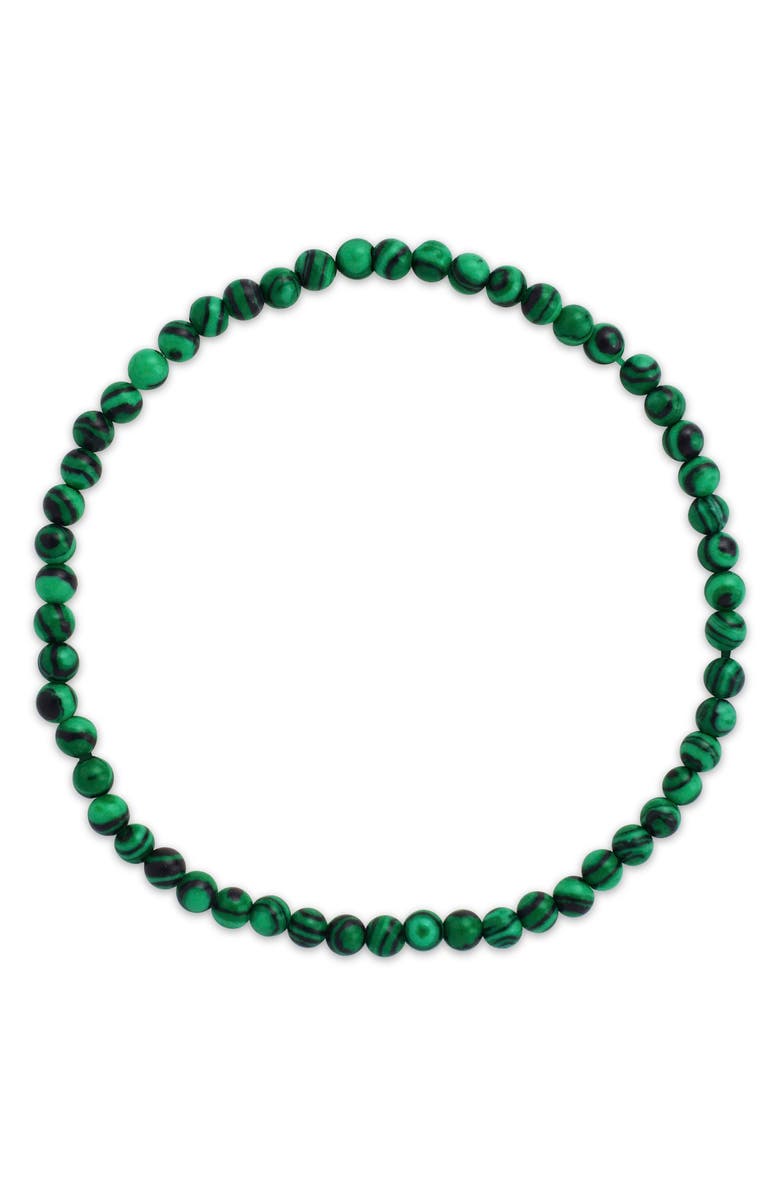 Sterling Forever Malachite Beaded Stretch Bracelet, Alternate, color,