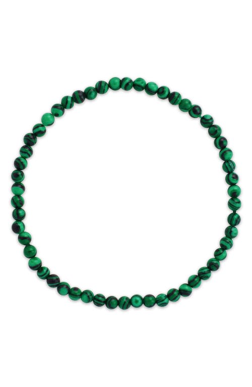 Sterling Forever Malachite Beaded Stretch Bracelet In Green