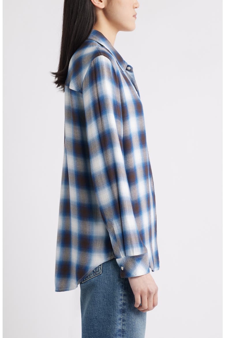 Hunter Plaid Button-Up Shirt, Alternate, color, CINDER AZUL IVORY