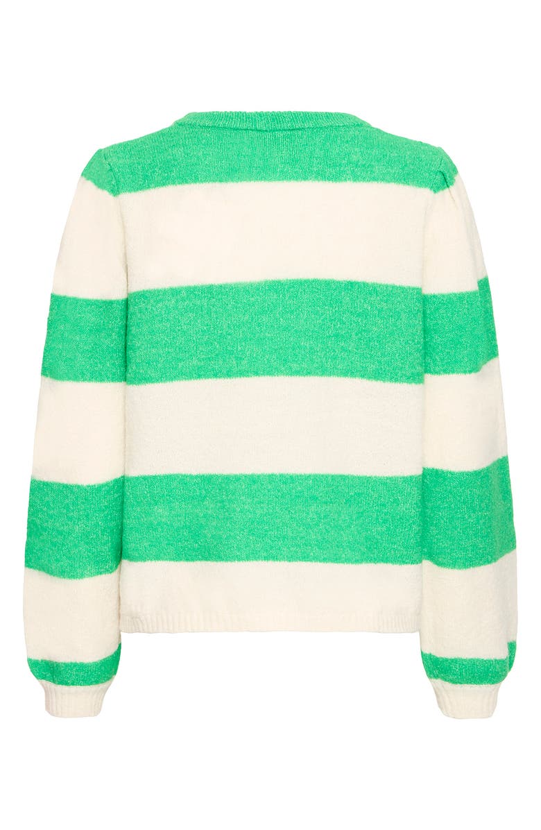 ICHI Ihdusty Stripe Sweater, Alternate, color, Kelley Green Birch Stripe
