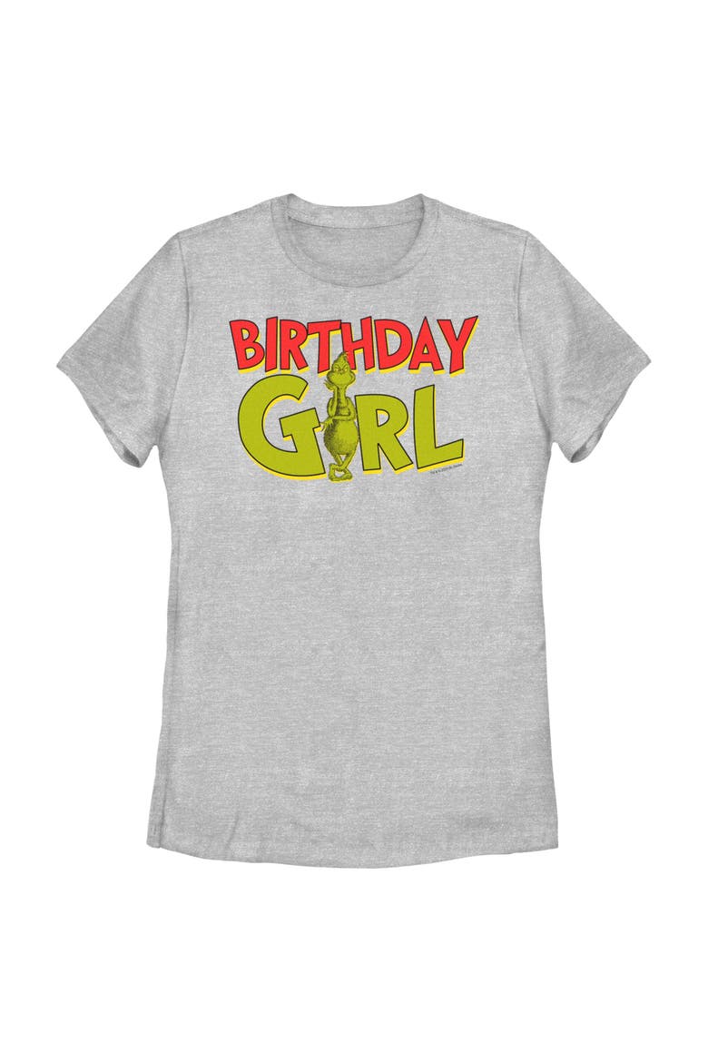 Women's The Grinch Grinch Birthday Girl  Graphic T-Shirt, Main, color, Athletic Heather