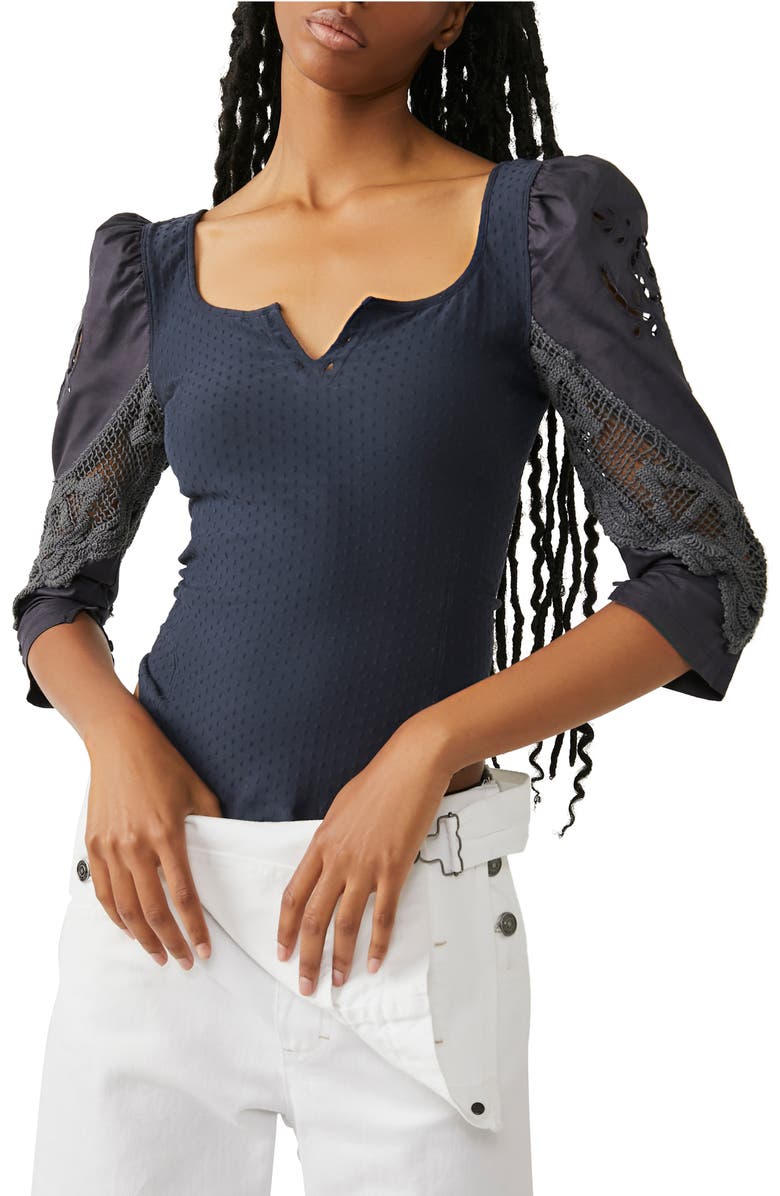 Free People Brunch Date Puff Sleeve Top, Main, color,