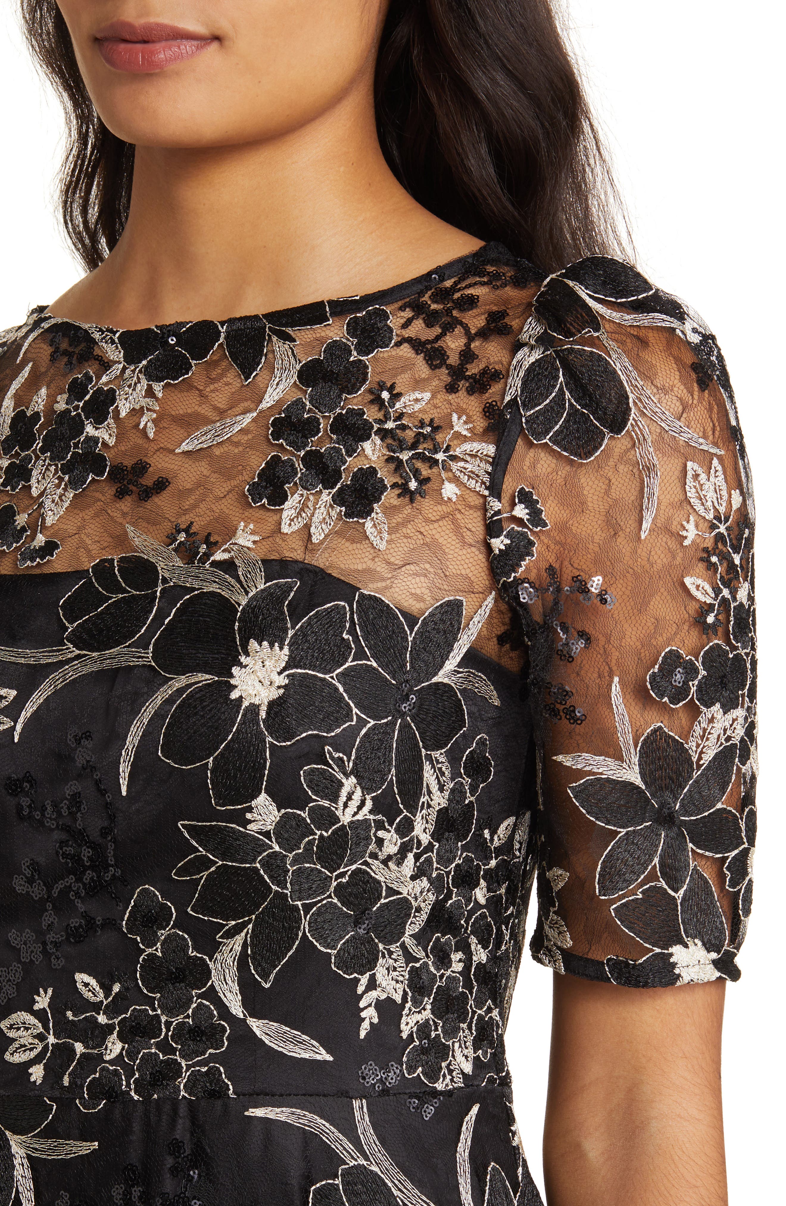eliza j floral embroidered fit & flare dress Eliza J Pink Embroidered Floral Fit & Flare Cocktail Dress