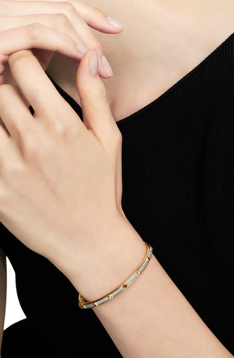 David Yurman Modern Renaissance Diamond & Ruby Bangle, Alternate, color, 