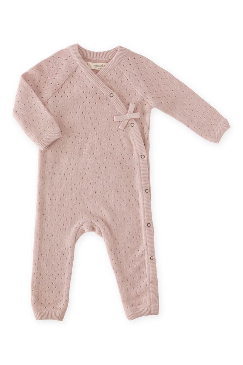 Dotty Knit Romper, Main, color, SOFT PEONY
