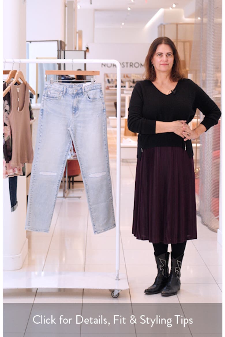 Brinley Rip & Repair Mid Rise Straight Leg Jeans video