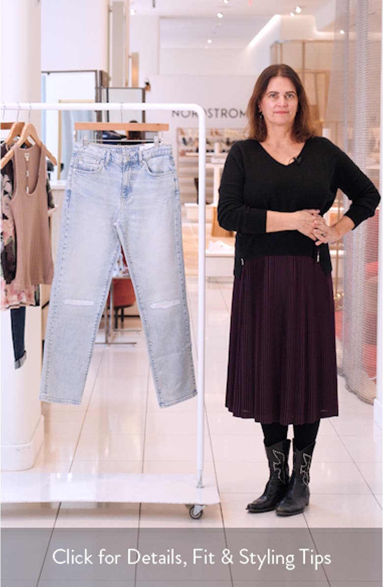 Brinley Rip & Repair Mid Rise Straight Leg Jeans, sales video thumbnail