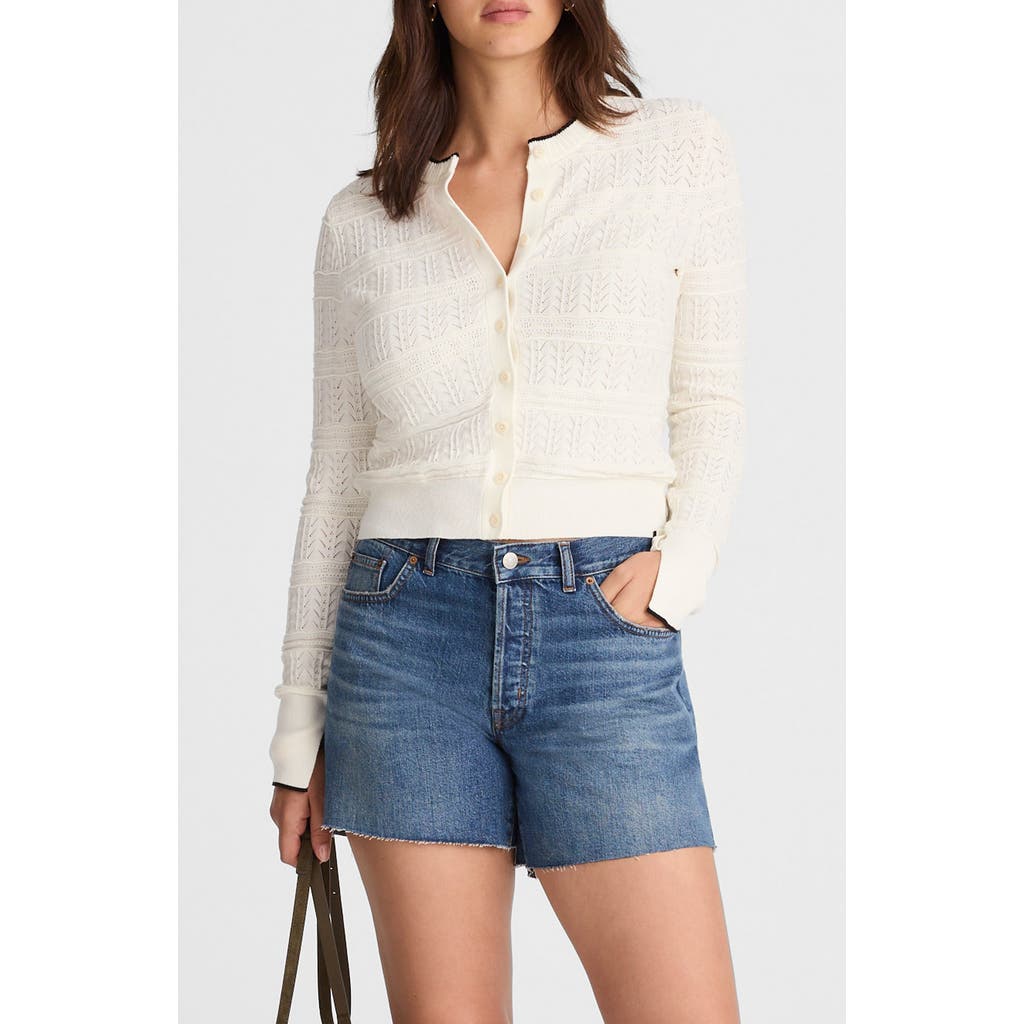 Madewell Pointelle Cotton Blend Cardigan In White
