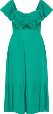 City Chic Alora Flutter Sleeve Cutout Maxi Dress