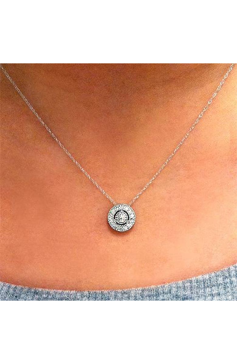 Bliss Diamond 1/4 ct Lab Grown Diamond Pave Halo Pendant Gold Womens Necklace, Alternate, color, 